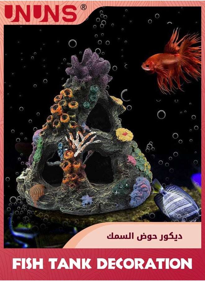 UNUNS Home Decoration,Fish Tank Decoration,Artificial Resin Coral Decoration,Fish Accessory Aquatic Caves Hide Hut,For Freshwater Aquarium,Home Fish Tank Decoration-Coral  - Image 1