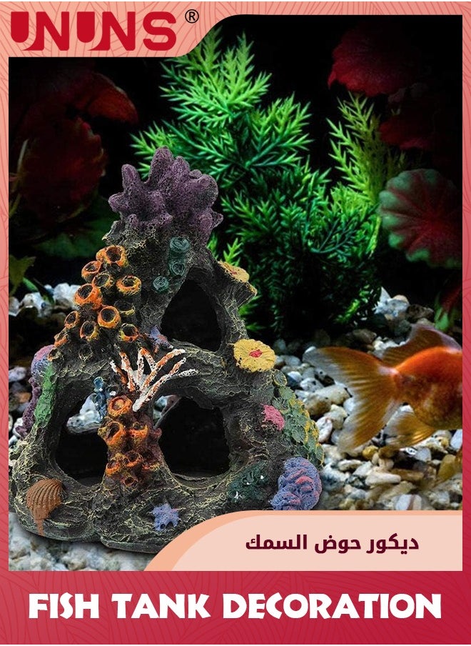 UNUNS Home Decoration,Fish Tank Decoration,Artificial Resin Coral Decoration,Fish Accessory Aquatic Caves Hide Hut,For Freshwater Aquarium,Home Fish Tank Decoration-Coral  - Image 5