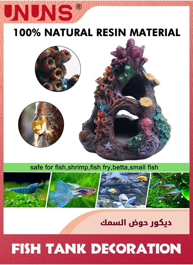UNUNS Home Decoration,Fish Tank Decoration,Artificial Resin Coral Decoration,Fish Accessory Aquatic Caves Hide Hut,For Freshwater Aquarium,Home Fish Tank Decoration-Coral  - Image 2