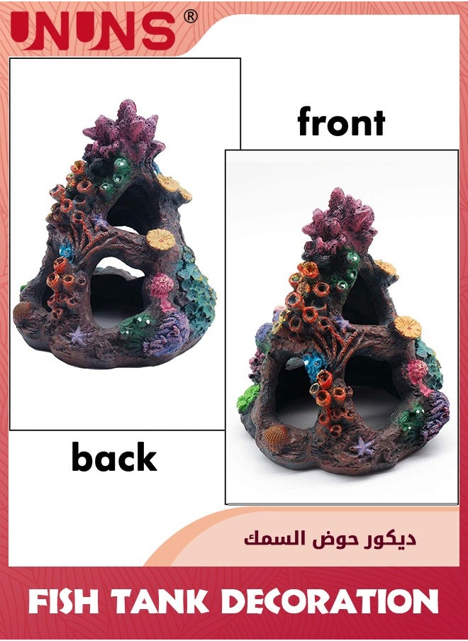UNUNS Home Decoration,Fish Tank Decoration,Artificial Resin Coral Decoration,Fish Accessory Aquatic Caves Hide Hut,For Freshwater Aquarium,Home Fish Tank Decoration-Coral  - Image 4