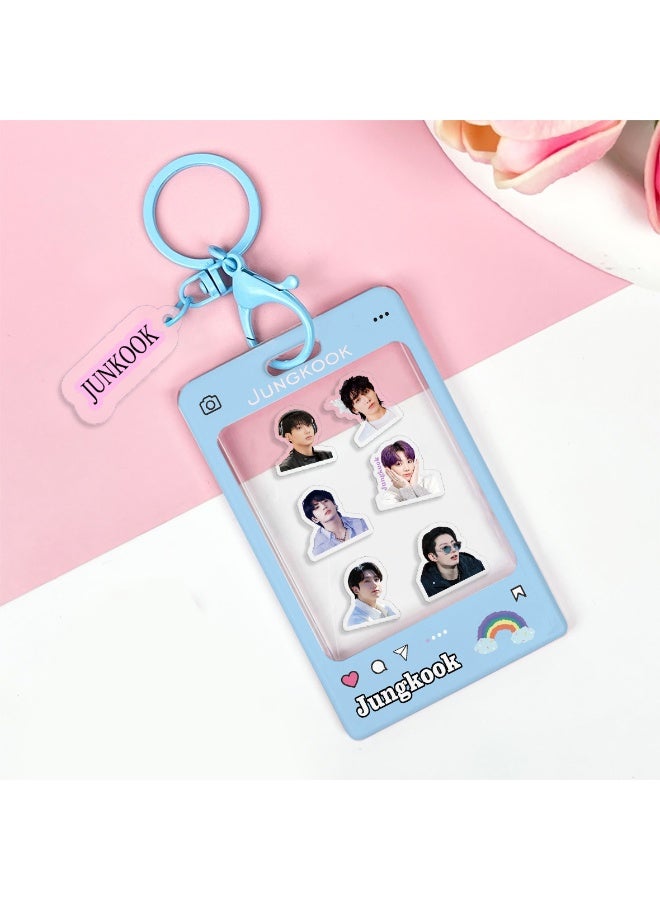NIBEMINENT 1 - Piece V JIMIN Kpop Photo Card Holder Pendant Key Chain ID Badge Holder ID Card Holder Photo Card Protector for School ID Office ID Access Card for Women Girls