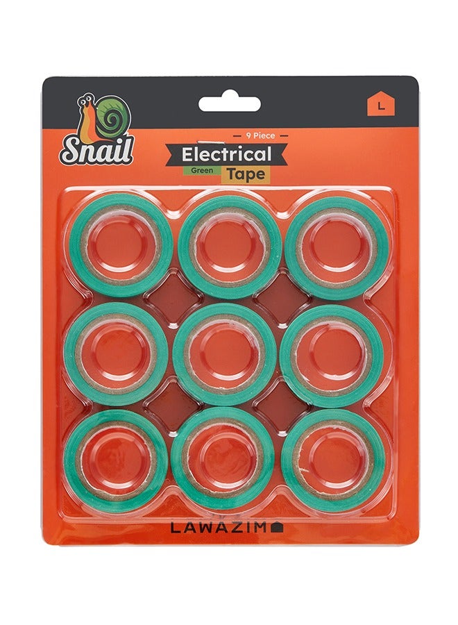 LAWAZIM Snail Electrical Tape-9 Piece Green-Moisture Heat Abrasion Resistant Vinyl Tape with Strong Adhesive-for Electrical Insulation Wire Splicing Cable Bundling Home Improvement and Industrial Applications - Image 1