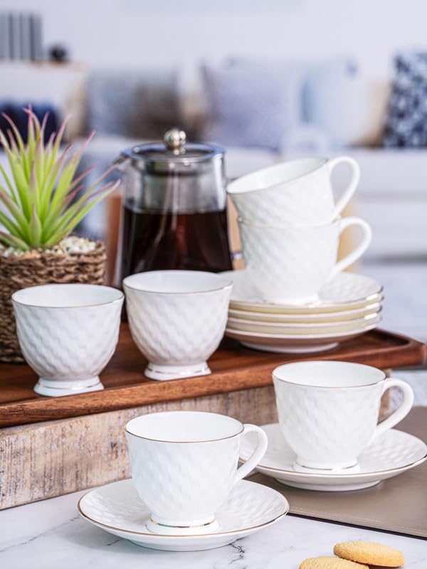 ROXX Bone China Ember Cup Saucer Set of 6pcs Cup 6pcs Saucer RX3559 - Image 1