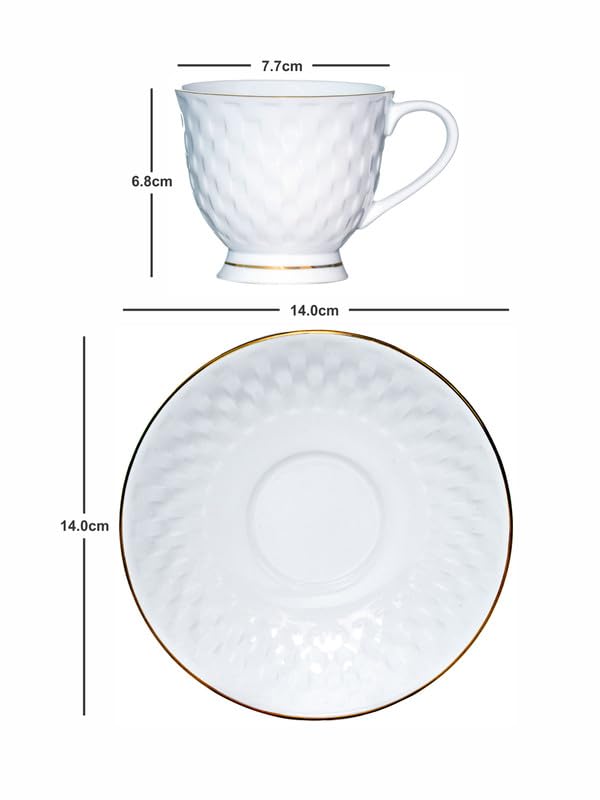 ROXX Bone China Ember Cup Saucer Set of 6pcs Cup 6pcs Saucer RX3559 - Image 3
