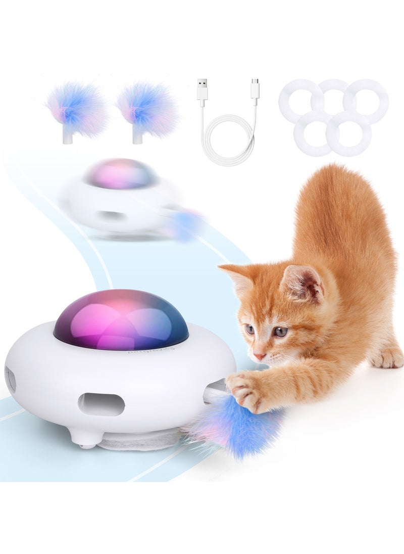 PetGravity Cat Interactive Toy Kitten Automatic Feather Toy with Hair Collector, Smart Electric Moving Cats Toys 3 Adjustable Modes USB Rechargeable Cat Activated Feather Teaser Toy for Kitty Cat Play Exercise  - Image 1