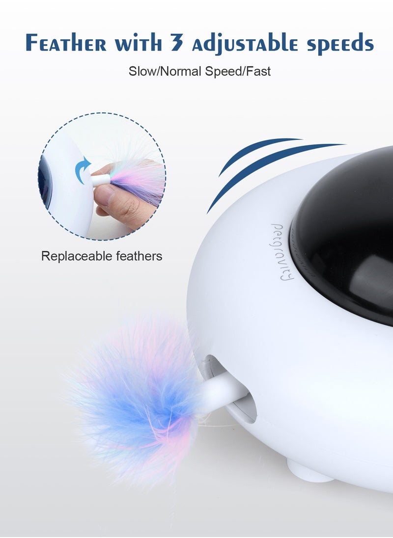PetGravity Cat Interactive Toy Kitten Automatic Feather Toy with Hair Collector, Smart Electric Moving Cats Toys 3 Adjustable Modes USB Rechargeable Cat Activated Feather Teaser Toy for Kitty Cat Play Exercise  - Image 5