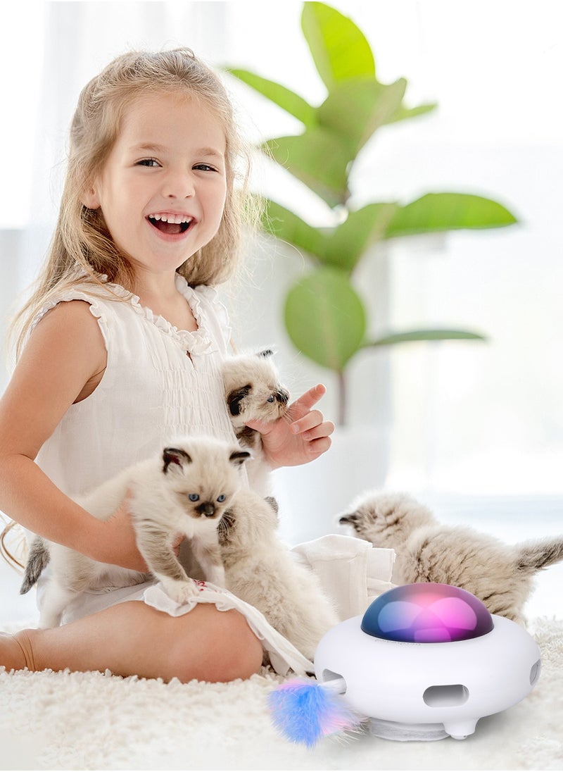PetGravity - Cat Interactive Toy Kitten Automatic Feather Toy with Hair Collector, Smart Electric Moving Cats Toys 3 Adjustable Modes USB Rechargeable Cat Activated Feather Teaser Toy for Kitty Cat Play Exercise - Image 1