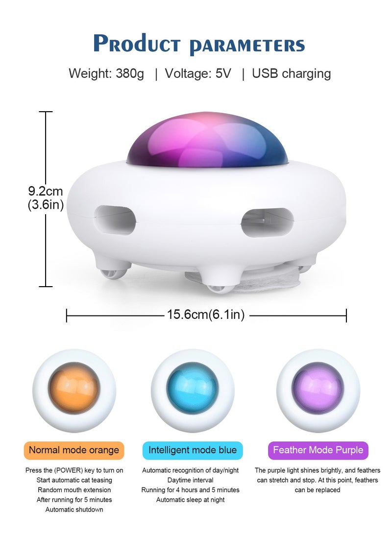 PetGravity Cat Interactive Toy Kitten Automatic Feather Toy with Hair Collector, Smart Electric Moving Cats Toys 3 Adjustable Modes USB Rechargeable Cat Activated Feather Teaser Toy for Kitty Cat Play Exercise  - Image 2