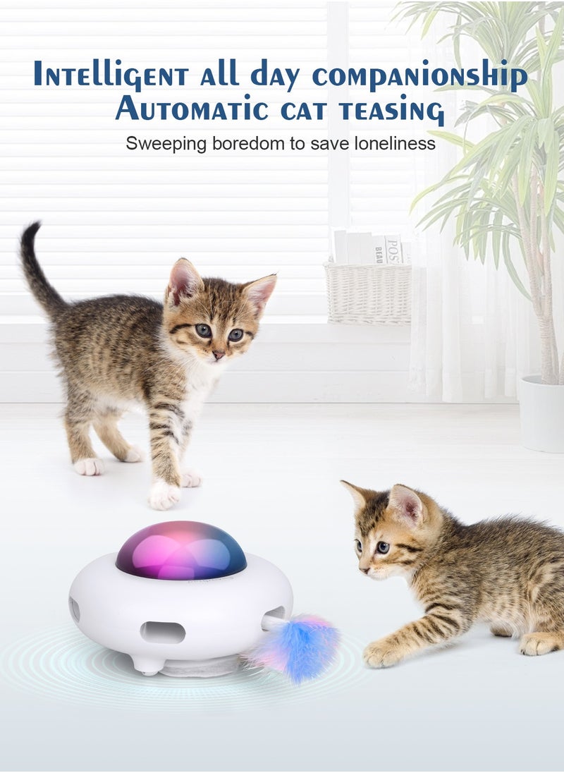 PetGravity Cat Interactive Toy Kitten Automatic Feather Toy with Hair Collector, Smart Electric Moving Cats Toys 3 Adjustable Modes USB Rechargeable Cat Activated Feather Teaser Toy for Kitty Cat Play Exercise  - Image 3