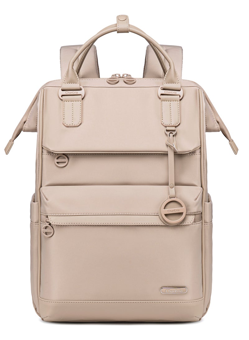 Chantria Premium Shoulder Laptop Daypack for Women Water Resistant Durable Multifunctional Anti Theft Backpack for Casual Office School College CB00788 - Beige - Image 1