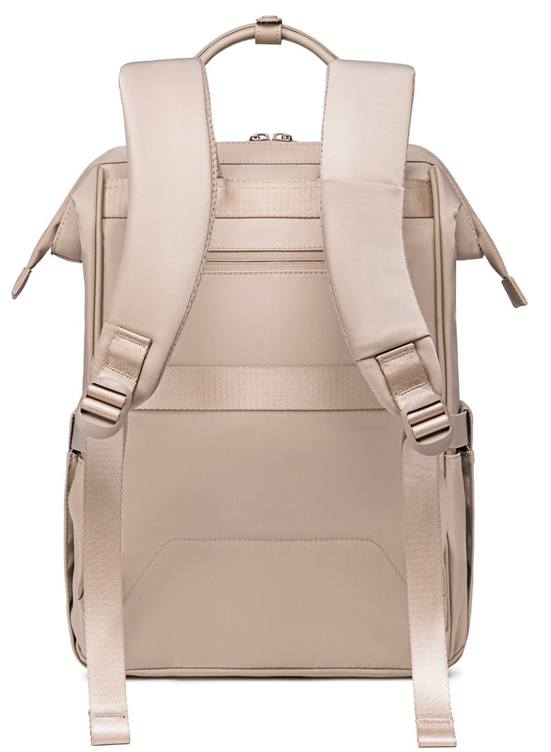 Chantria Premium Shoulder Laptop Daypack for Women Water Resistant Durable Multifunctional Anti Theft Backpack for Casual Office School College CB00788 - Beige - Image 3