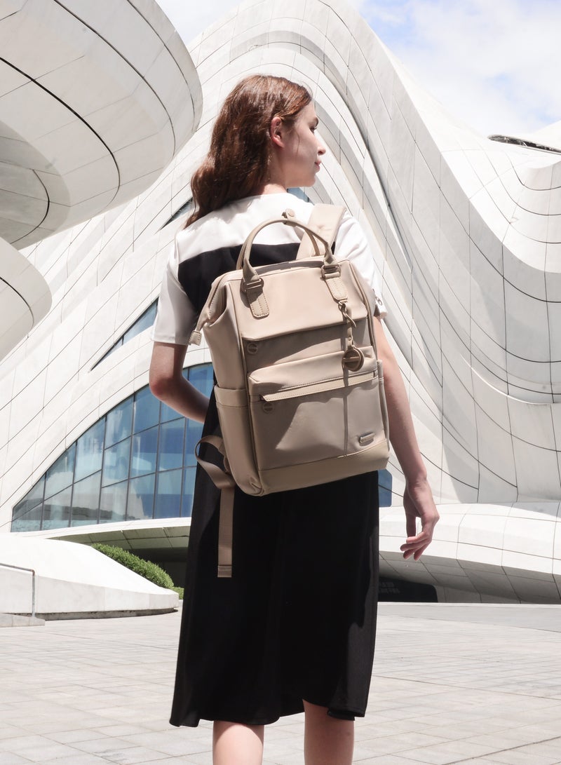 Chantria Premium Shoulder Laptop Daypack for Women Water Resistant Durable Multifunctional Anti Theft Backpack for Casual Office School College CB00788 - Beige - Image 5