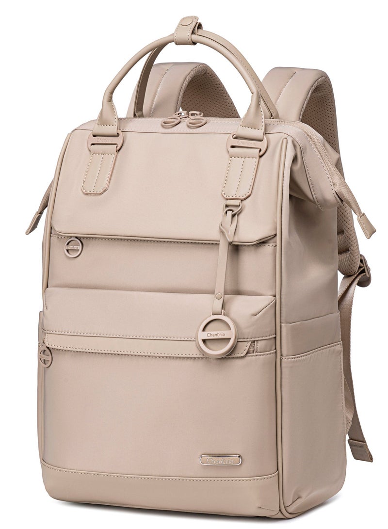شانتريا حقيبة ظهر نسائية للعمل والمدرسة مقاومة للماء متعددة الوظائف مانعة للسرقة بيج - Image 3