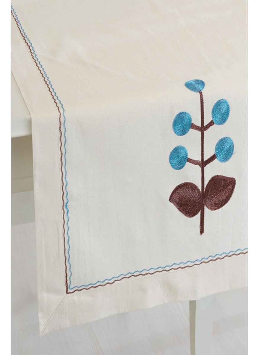 Ödel Home Natural Buldan Linen Flower Embroidered 50 x 130 cm Runner  - Image 2