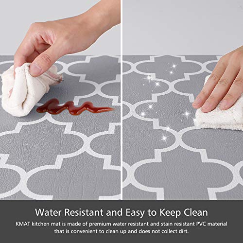 KMAT Kitchen Mat [2 PCS] Cushioned Anti-Fatigue Kitchen Rug, Waterproof Non-Slip Kitchen Mats and Rugs Heavy Duty PVC Ergonomic Comfort Foam Rug for Kitchen, Floor Home, Office, Sink, Laundry,Grey - Image 4