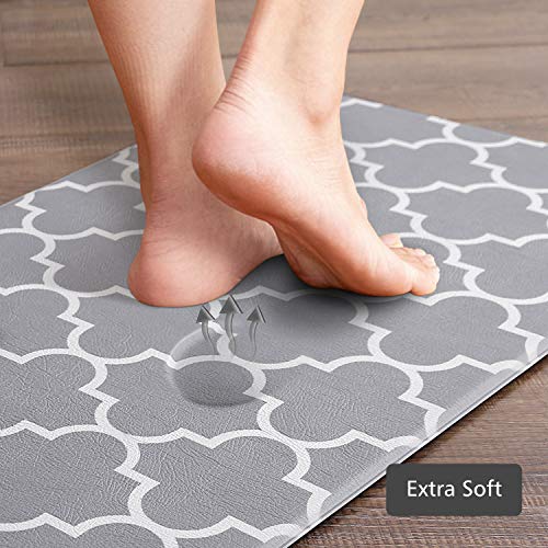 KMAT Kitchen Mat [2 PCS] Cushioned Anti-Fatigue Kitchen Rug, Waterproof Non-Slip Kitchen Mats and Rugs Heavy Duty PVC Ergonomic Comfort Foam Rug for Kitchen, Floor Home, Office, Sink, Laundry,Grey - Image 5