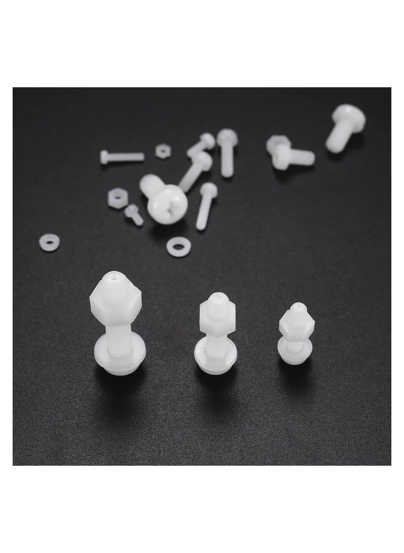 Generic - 447 PCS White Nylon Plastic Round Head Screws, Bolts, Nuts, and Washers Assortment Set - Metric Full Threaded Hex Head Screws M2/M2.5/M3/M4/M5/M6 for Home Repairs. - Image 1
