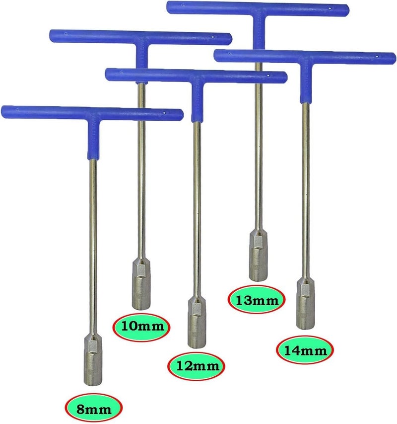 Inditrust مجموعة مفاتيح سداسية جديدة من نوع T مصنوعة من فولاذ الكروم فانيوم لمجموعة أدوات المنزل والمكتب (سبانر T) (8 مم، 10 مم، 12 مم، 13 مم و14 مم) - Image 2