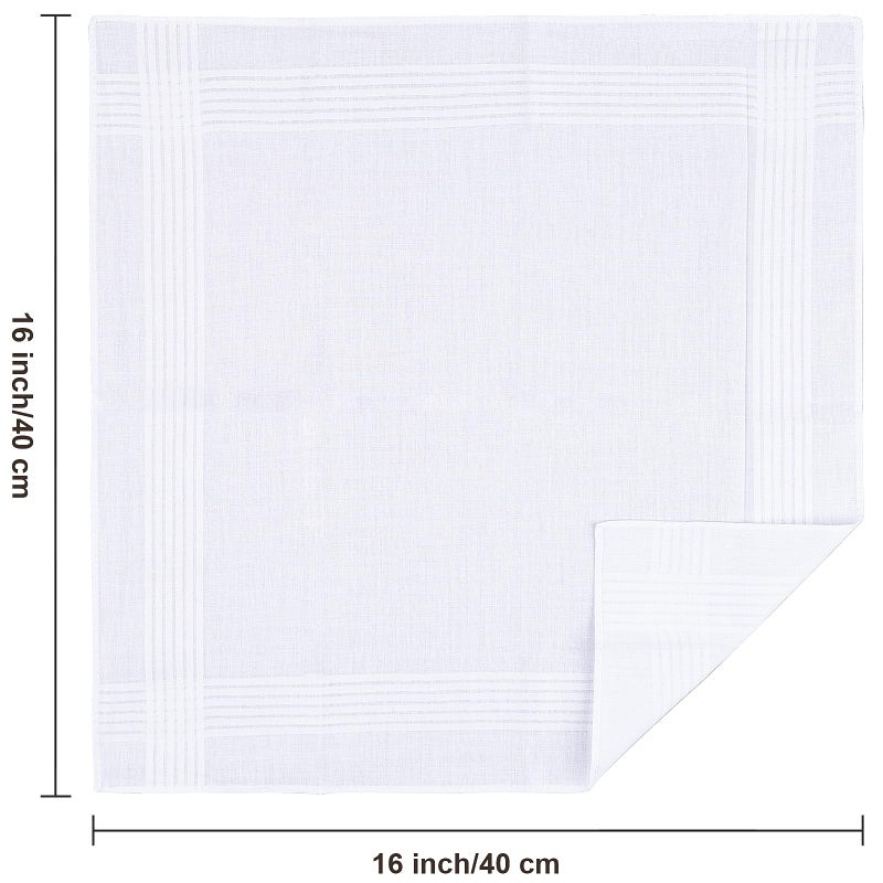 DHOOZ 20 Pcs Cotton Handkerchiefs, White Men's Handkerchiefs & Pocket Squares, Large Hankies for Suits (Soft 100% Cotton Hanky Bulk), Mens Handkerchief - Image 3