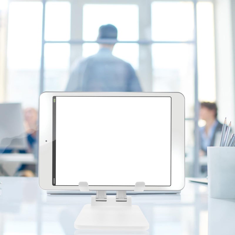 Adjustable Tablet And Phone Stand Foldable Dual Joint Aluminum Alloy Desktop Holder Pearl White - Image 4