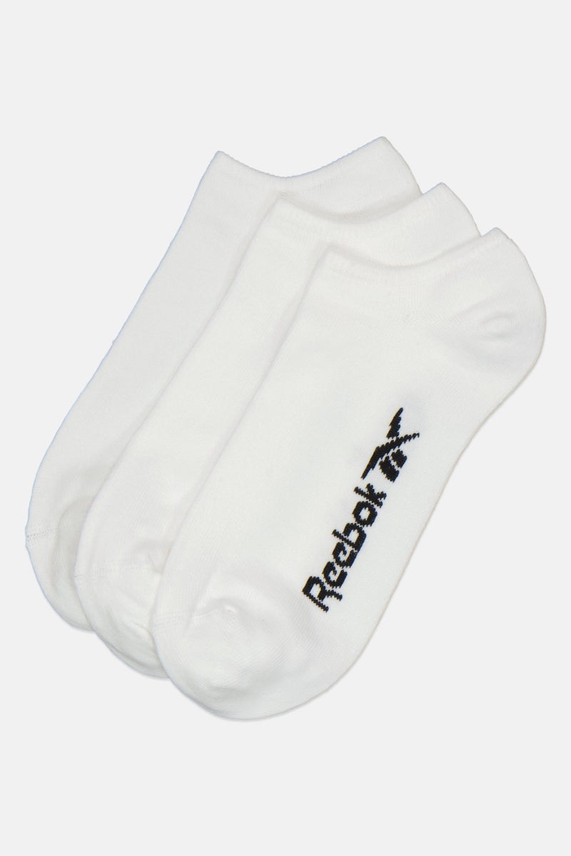 Reebok Men 3 Pairs Brand Logo Low Cut Socks, White - Image 1