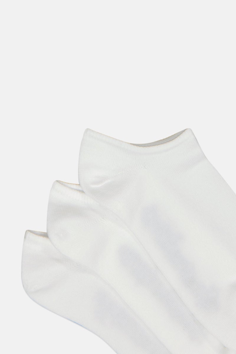 Reebok Men 3 Pairs Brand Logo Low Cut Socks, White - Image 2