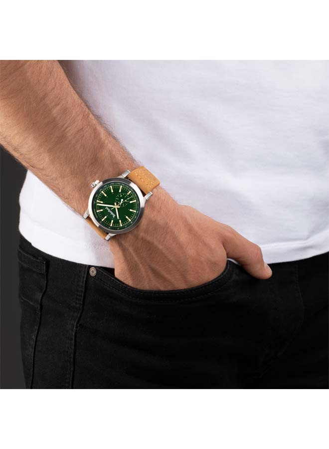 تمبرلاند Men Discoll Green Dial Leather Strap Multifunction Watch - Image 4