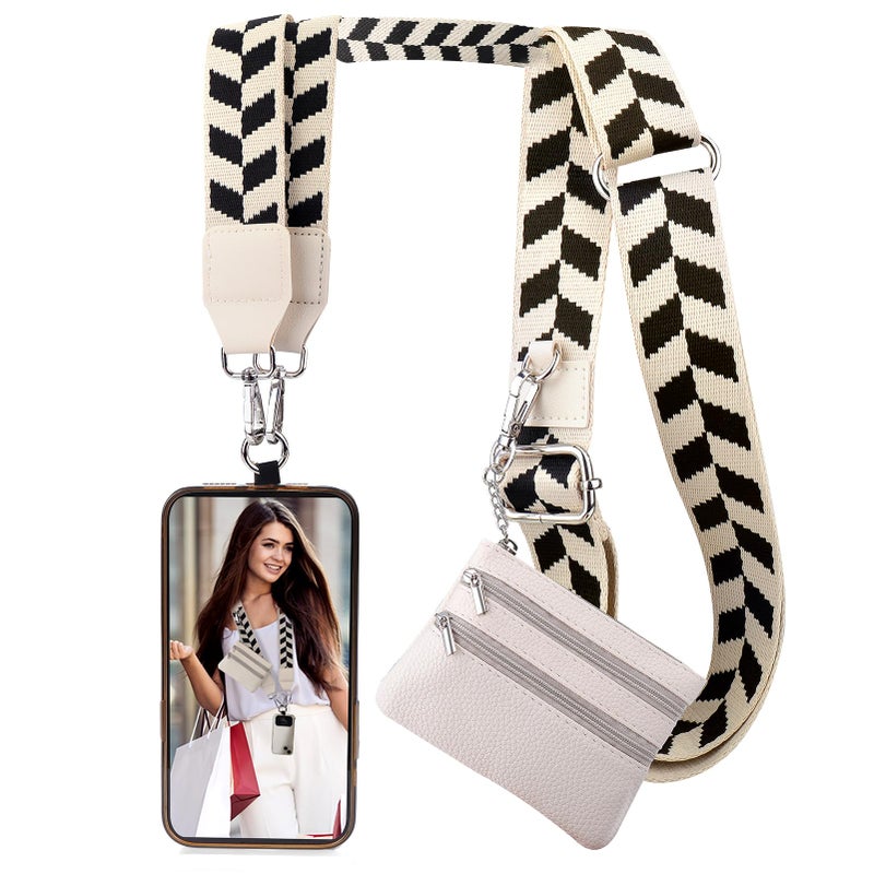 XANGNIER Clip and Go Strap for Phone with Wallet Crossbody, Phone Strap with Zippered Wallet, Adjustable Anti Theft Cellphone Lanyard for Women, Cellphone Chain Accessories,Multicolor 4 - Image 1