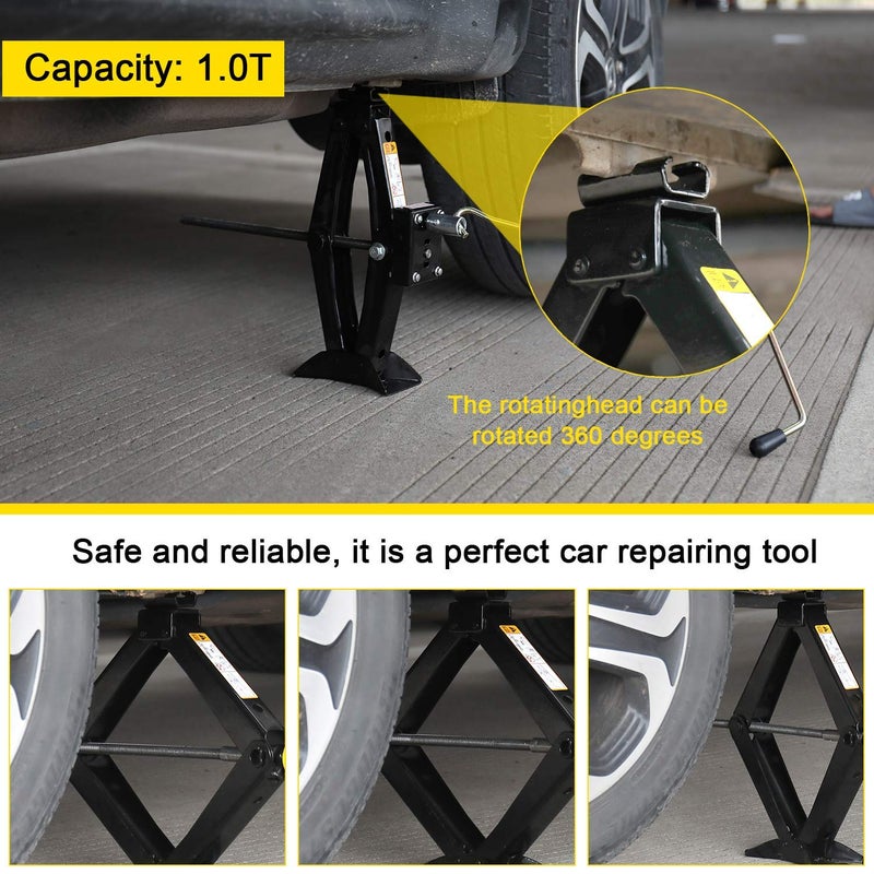 TONSYL جاك 1 طن جاك سكين لجميع السيارات قطع غيار السيارات الخارجية لرفع جميع السيارات جاك سكين قضيب الرفع لجميع سيارات الهاتشباك والسيدان والفان جاك طوارئ للسيارات 1 طن (سعة 1000 كجم) - Image 5