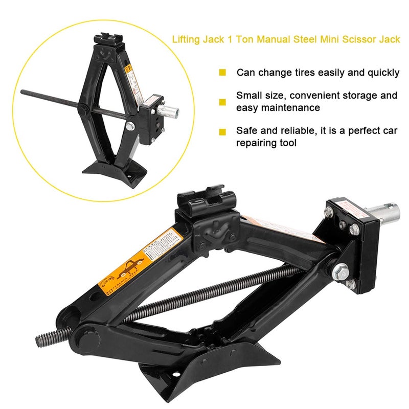 TONSYL جاك 1 طن جاك سكين لجميع السيارات قطع غيار السيارات الخارجية لرفع جميع السيارات جاك سكين قضيب الرفع لجميع سيارات الهاتشباك والسيدان والفان جاك طوارئ للسيارات 1 طن (سعة 1000 كجم) - Image 4