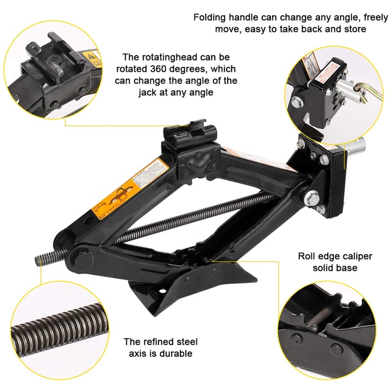 TONSYL جاك 1 طن جاك سكين لجميع السيارات قطع غيار السيارات الخارجية لرفع جميع السيارات جاك سكين قضيب الرفع لجميع سيارات الهاتشباك والسيدان والفان جاك طوارئ للسيارات 1 طن (سعة 1000 كجم) - Image 1