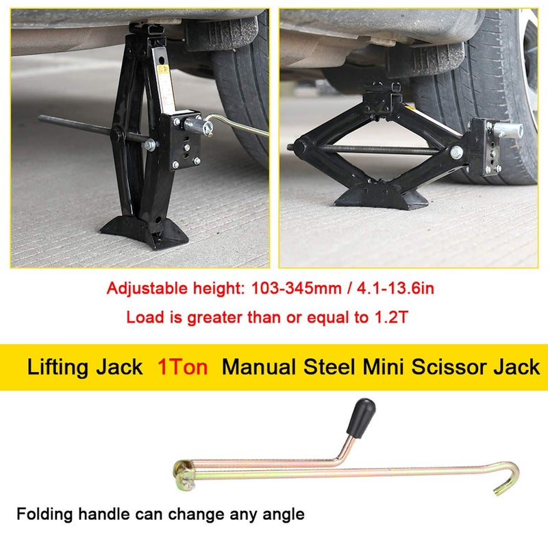 TONSYL جاك 1 طن جاك سكين لجميع السيارات قطع غيار السيارات الخارجية لرفع جميع السيارات جاك سكين قضيب الرفع لجميع سيارات الهاتشباك والسيدان والفان جاك طوارئ للسيارات 1 طن (سعة 1000 كجم) - Image 2