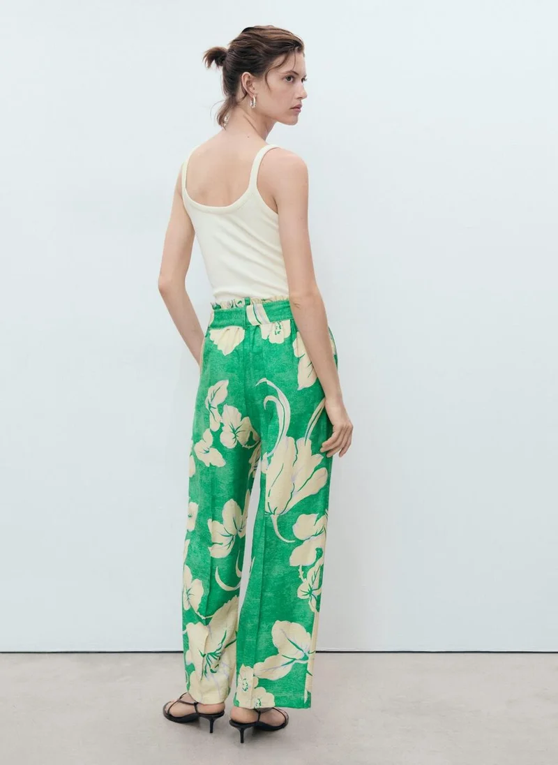 MANGO Printed High Waist Pants