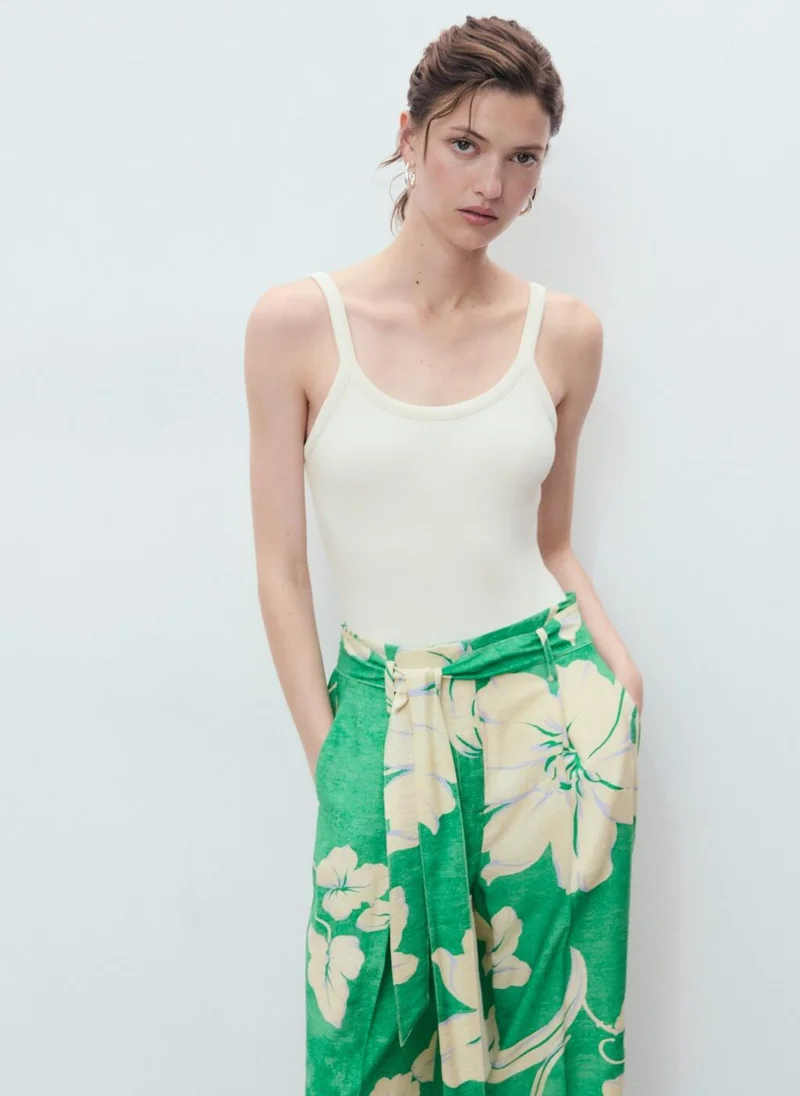 MANGO Printed High Waist Pants