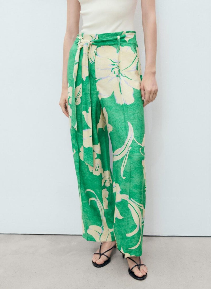MANGO Printed High Waist Pants  - Image 1