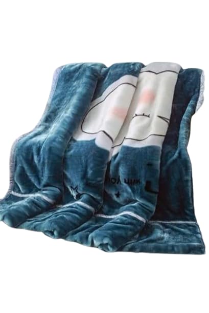 Bezzilish Home Bezzilish Home Cloudy 2 ply Single Bed Blankets for Heavy Winter New Patterns with Leather Bag Packing Eco Friendly Collection Blue 