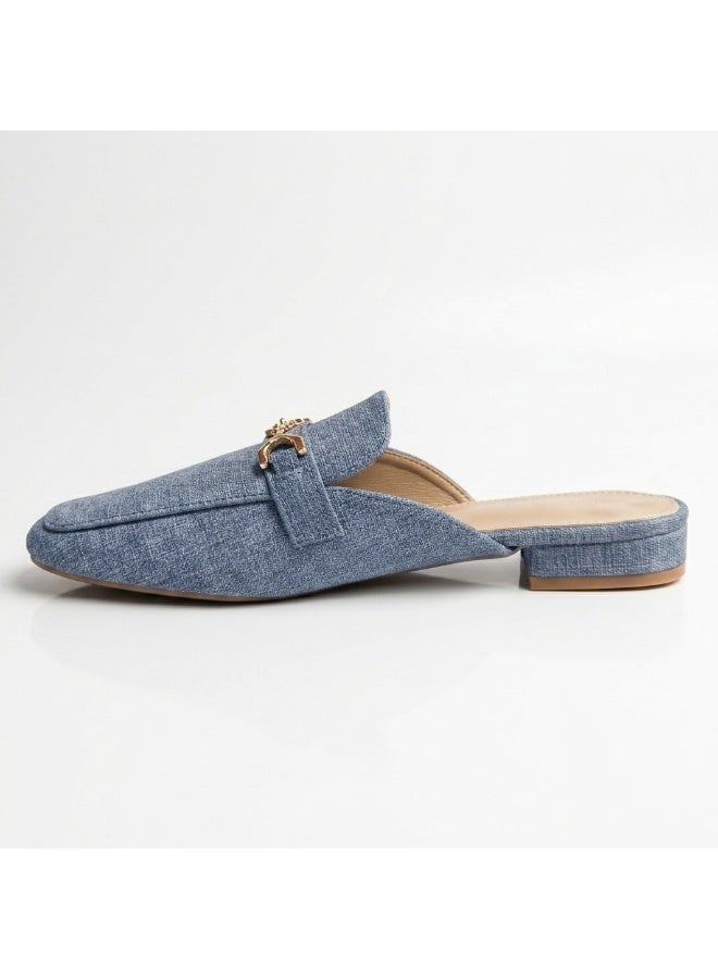 SKY WING Mules for Womens Flats Buckle Backless Denim Loafers Comfortable Casual And Fashion Business Slip On Shoes - Image 2