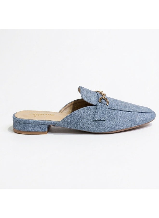 SKY WING Mules for Womens Flats Buckle Backless Denim Loafers Comfortable Casual And Fashion Business Slip On Shoes - Image 1