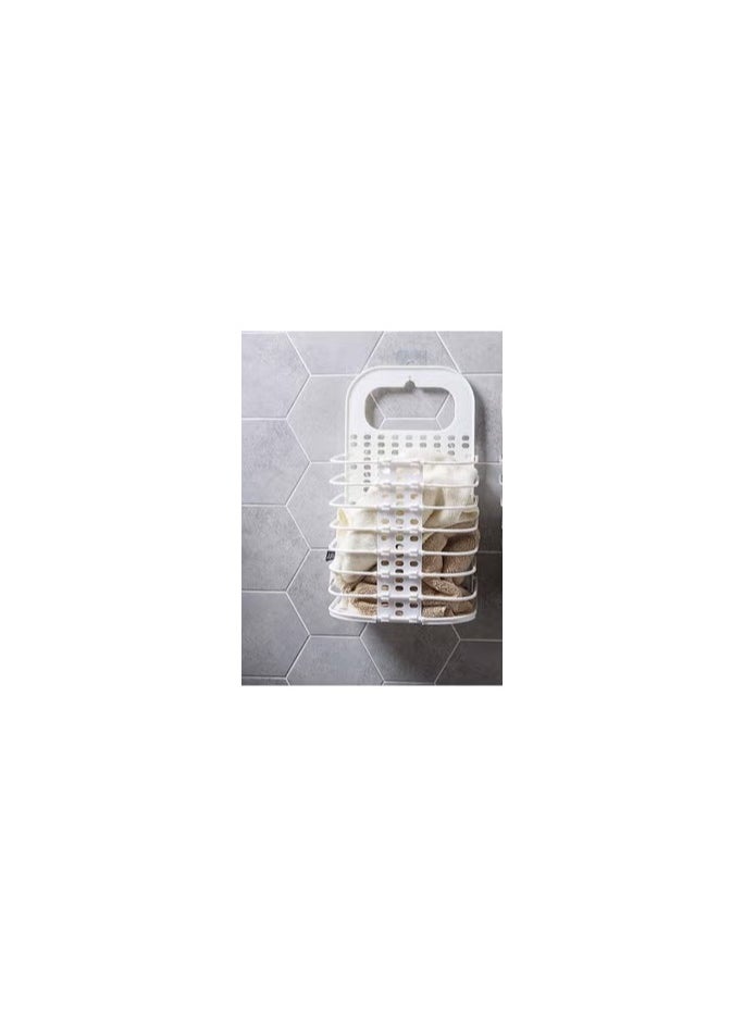 کاتانس Wall Mounted Laundry Basket Folding Hamper with Handle for Clothes Towel Toys Space Saving Laundry Organizer White  - Image 2