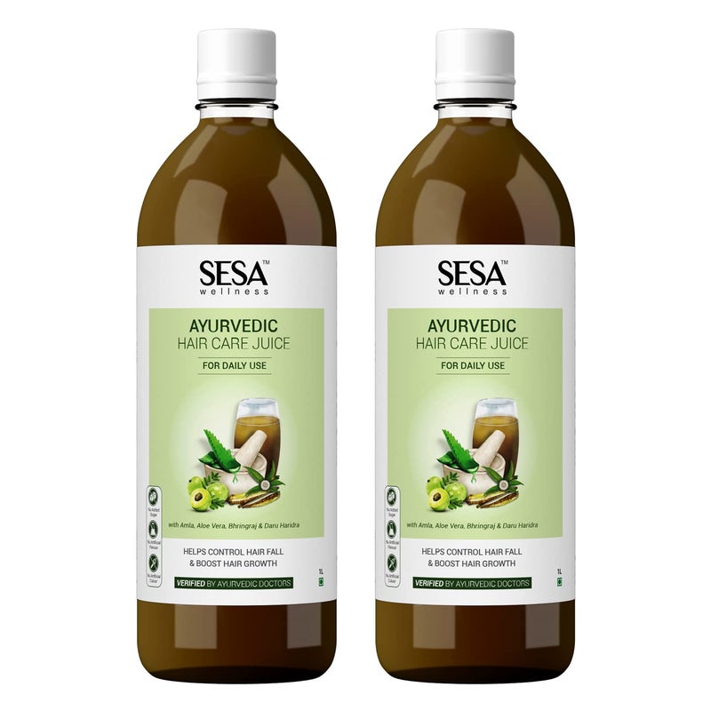 Sesa عصير العناية بالشعر الأيورفيدي SESA 2 لتر  يتحكم في تساقط الشعر  يعزز نمو الشعر  100 عصير عناية بالشعر الأيورفيدي مصنوع من الأملا والألوة فيرا والبرينغراج والدرو هاريدرا عبوة من 2 - Image 1
