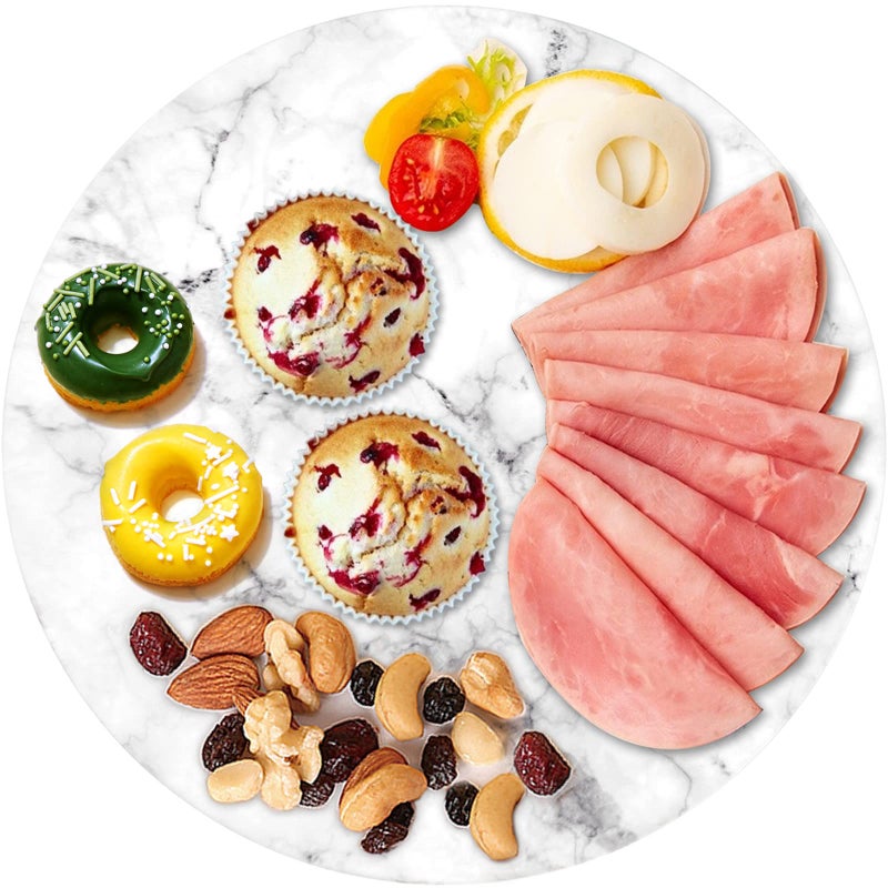 DEAYOU Round Marble Tray 12 Lazy Susan Board with Rotating for Serving Table Display Cupcake Food White Revolving Cake Leveler Spinner