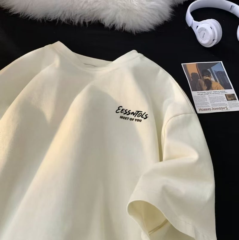 Xl270G Off-Shoulder Short-Sleeved T-Shirt Regular Short-Sleeved Round Neck Loose Summer Daily Youth Popular - Image 1