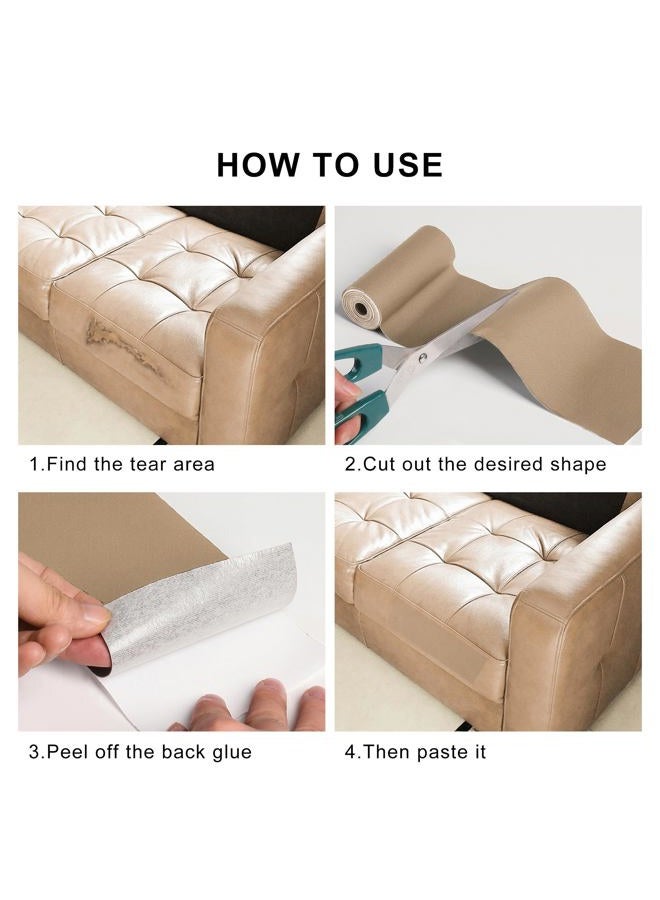 YAFLC 4" x 63" Self Adhesive Leather Repair Patch/Tape/Kit for Furniture couches car seat Sofa Jackets Handbags Khaki Beige - Image 3