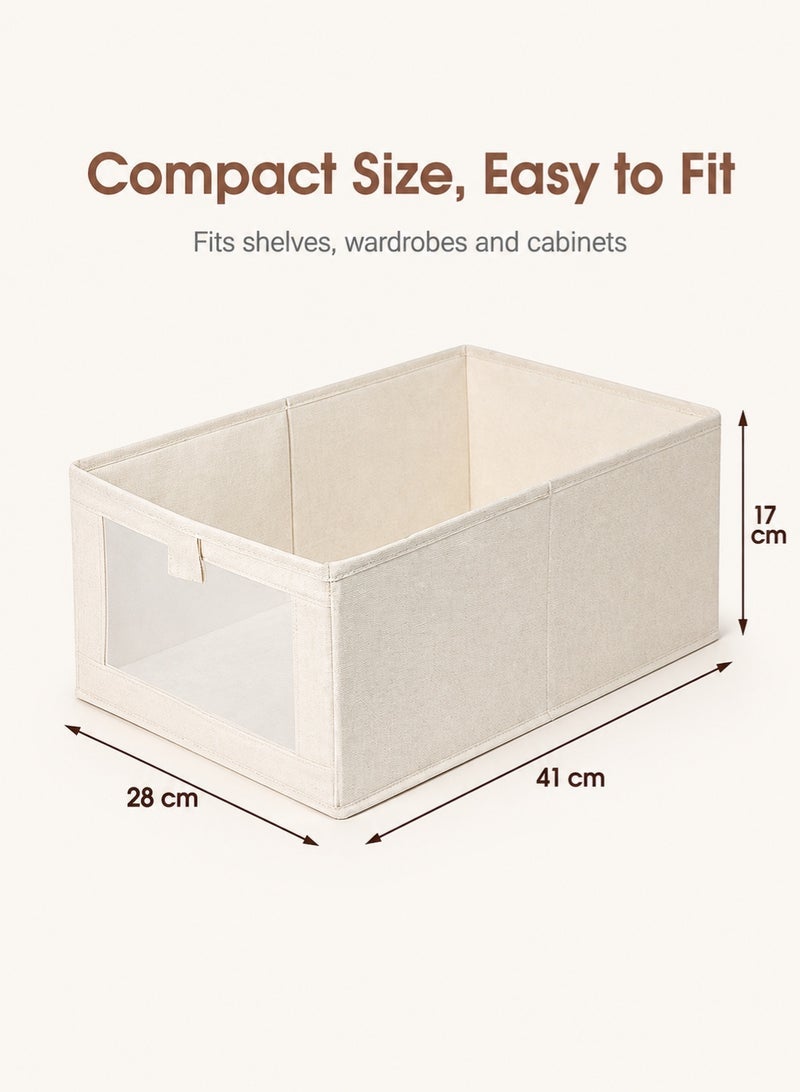 Monda 6-Piece Foldable Wardrobe Storage Box Wardrobe Organizer, Visible Linen Storage Box, Clothing Drawer Organizer, Washable Wardrobe Storage Box, Rectangular Storage Box with Fixed Handle, Living Room, Bedroom, Office - Image 5