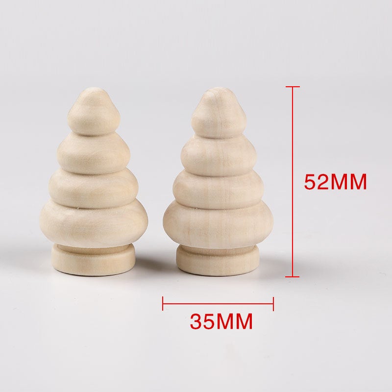DIY Wooden Toy Figurines Creative Paintable Dolls 52MM Christmas tree