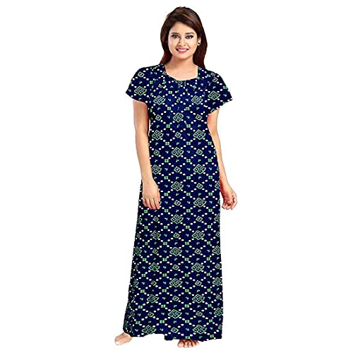 NEGLIGEE Women's Cotton Printed Maxi Nightgown Nighty for Women Ankle Length Night Dress - Pack of 2 (Free Size, 7 Rani & Blue) - Image 4