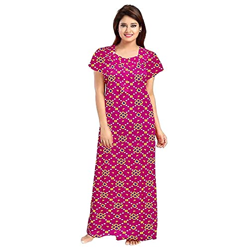 NEGLIGEE Women's Cotton Printed Maxi Nightgown Nighty for Women Ankle Length Night Dress - Pack of 2 (Free Size, 7 Rani & Blue) - Image 3