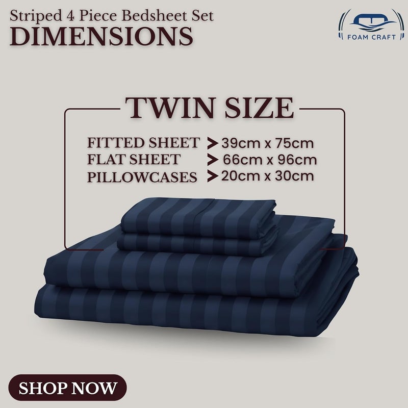 FOAM CRAFT FOAMCRAFT® Striped 4-Piece Bed Sheet Set - Soft Brushed Microfiber in Navy, Twin Size - Image 2