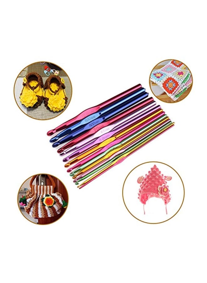 Luxbon 14-Piece Crochet Hooks Knitting Knit Needles Set Blue/Red/Pink - Image 5