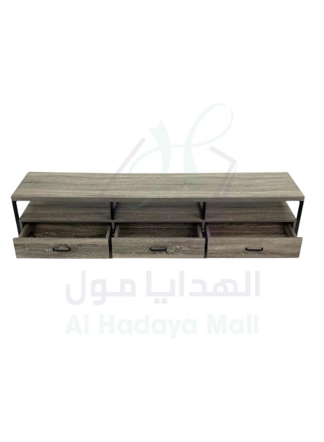 AL Hadaya Mall Wood Plasma table with 3 drawers – Gray – 180x40x40 cm - Grey - 180x40x40 Centimeter - Image 2